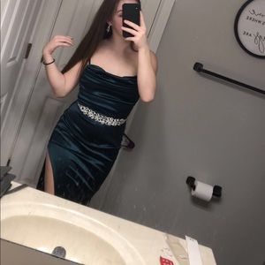 Lola high slit satin dress